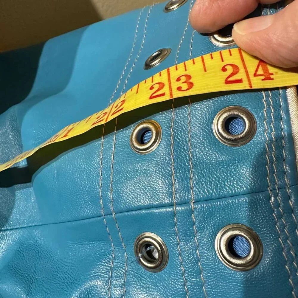 Perfect Grommeted Blue Leather Guillaume Jacket - Size 2X - Picture 12 of 14